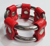 Plain Tube Steel Double Cock Ring Red